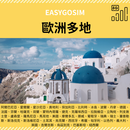 Easygosim 歐洲 5G4G上網卡